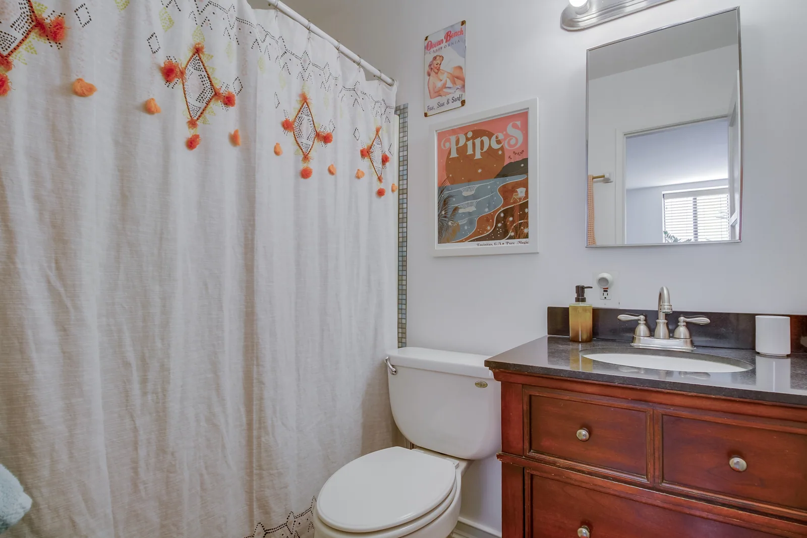 Your bathroom is right off the bedroom. Shower and tub.